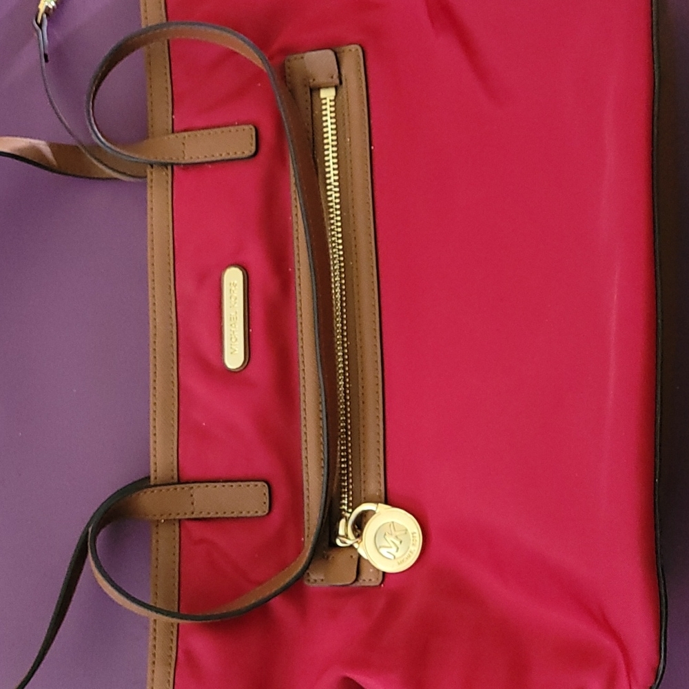 Michael kors red canvas handbag